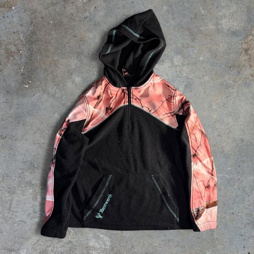 Huntworth Pink Realtree Camo Fleece Quarter Zip Hoodie Women's Size M